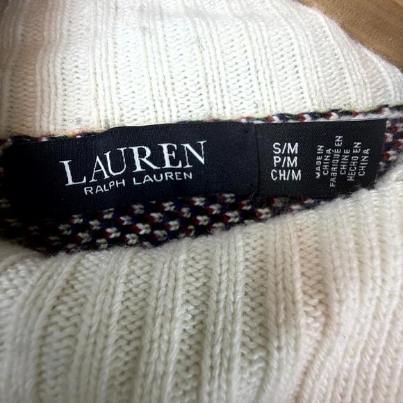 Lauren Ralph Lauren Poncho Sweater Womens S/M Cape Preppy Equestrian Black Label - Picture 4 of 7